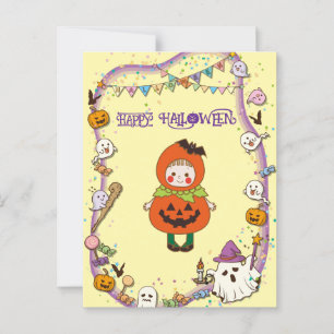 Halloween Custom grillige Schattigee pompoen meisj Briefkaart