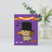 Halloween Custom grillige Schattigee tovenaarshond Briefkaart (Staand voorkant)