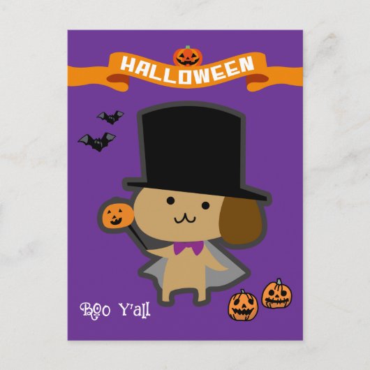 Halloween Custom grillige Schattigee tovenaarshond Briefkaart (Voorkant)
