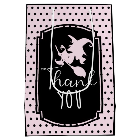 Halloween Custom Meisje Verjaardag Roze Zwart Medium Cadeauzakje (Achterkant)