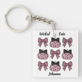 Halloween custom Pompoenen en bogen roze Coquette Sleutelhanger