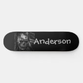 Halloween Custom Scary Skull Black & White Skatebo Persoonlijk Skateboard (Horizontaal)