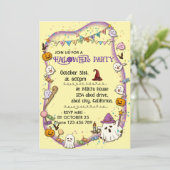 Halloween Custom Spooky Schattige Whimsical Yellow Kaart (Staand voorkant)