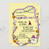 Halloween Custom Spooky Schattige Whimsical Yellow Kaart (Voorkant / Achterkant)