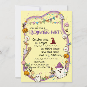 Halloween Custom Spooky Schattige Whimsical Yellow Kaart