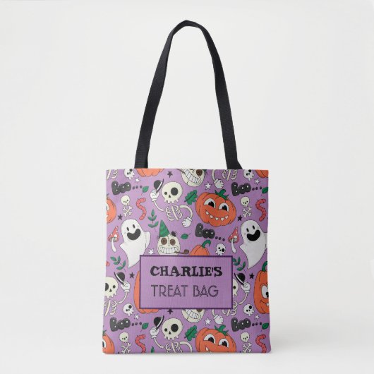 Halloween Custom Treat & Snoep Canvas tas (Voorkant)