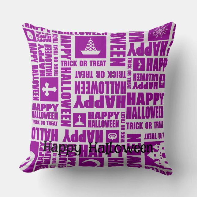Halloween Custom Whimsical Cool Funny Paarse Kussen (Voorkant)