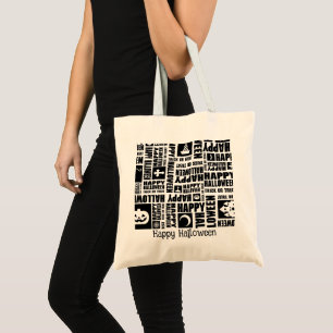 Halloween Custom Whimsical Cool Typography Patroon Tote Bag