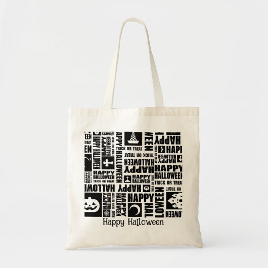 Halloween Custom Whimsical Cool Typography Patroon Tote Bag (Voorkant)