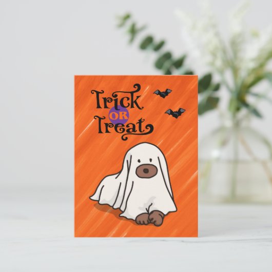 Halloween Custom Whimsical Funny Dog Sinaasappel Briefkaart (Staand voorkant)