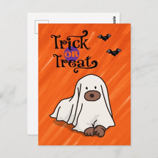 Halloween Custom Whimsical Funny Dog Sinaasappel Briefkaart (Voorkant / Achterkant)