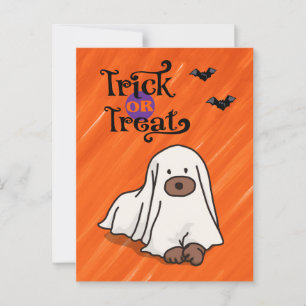 Halloween Custom Whimsical Funny Dog Sinaasappel Briefkaart