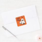 Halloween Custom Whimsical Funny Dog Sinaasappel Vierkante Sticker (Envelop)