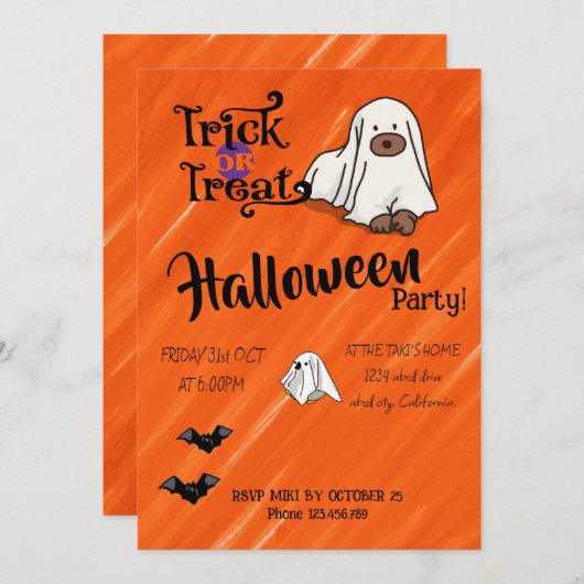 Halloween Custom Whimsical Funny Modern sinaasappe Kaart (Voorkant / Achterkant)