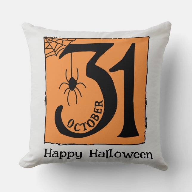 Halloween Custom Whimsical Funny Oct.31 Sinaasappe Kussen (Voorkant)