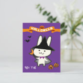 Halloween Custom Whimsical Schattige Wizard Rabbit Briefkaart (Staand voorkant)