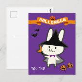 Halloween Custom Whimsical Schattige Wizard Rabbit Briefkaart (Voorkant / Achterkant)