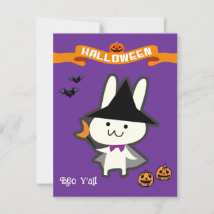Halloween Custom Whimsical Schattige Wizard Rabbit Briefkaart