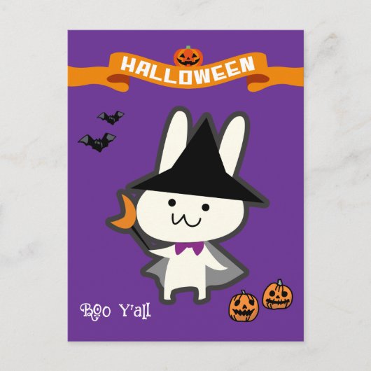 Halloween Custom Whimsical Schattige Wizard Rabbit Briefkaart (Voorkant)