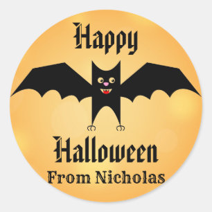 Halloween Cute Black Bat Custom Ronde Sticker