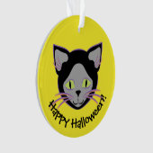 Halloween Cute Black Cat Face Ornament (voorkant)