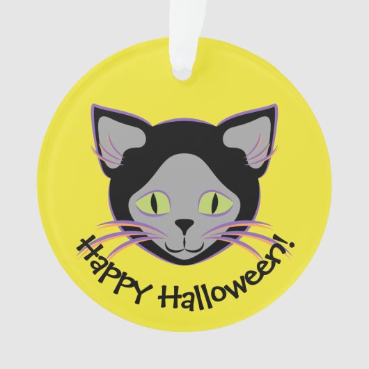 Halloween Cute Black Cat Face Ornament (voorkant)