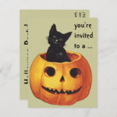  Halloween, Cute Black Cat in a Pumpkin Kaart (Voorkant / Achterkant)