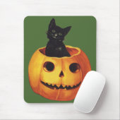  Halloween, Cute Black Cat in a Pumpkin Muismat (Met muis)