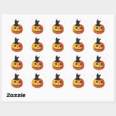  Halloween, Cute Black Cat in a Pumpkin Ronde Sticker (Vel)