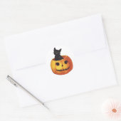  Halloween, Cute Black Cat in a Pumpkin Ronde Sticker (Envelop)