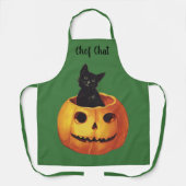 Halloween, Cute Black Cat in a Pumpkin Schort (Voorkant)