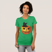  Halloween, Cute Black Cat in a Pumpkin T-shirt (Voorkant volledig)