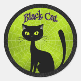 Halloween - Cute Black Cat Ronde Sticker