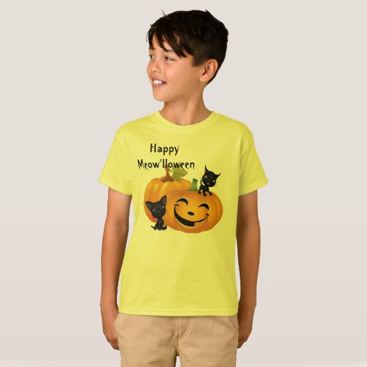 Halloween Cute Black Cats Pumpkin Shirt (Voorkant volledig)