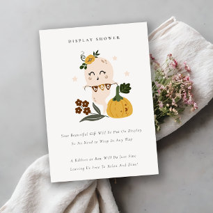 Halloween Cute Blue Ghost Boo Display Baby shower Informatiekaartje