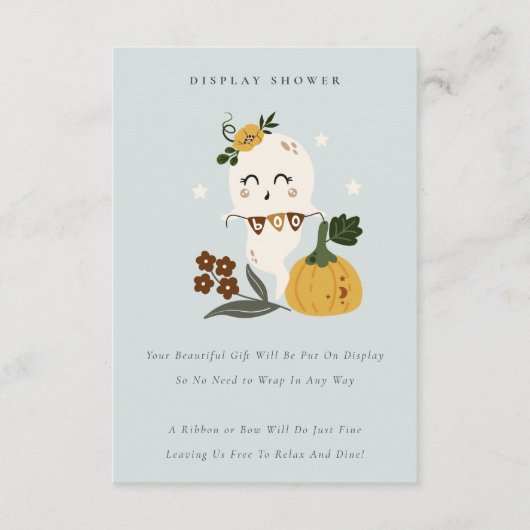 Halloween Cute Blue Ghost Boo Display Baby shower Informatiekaartje (Voorkant)