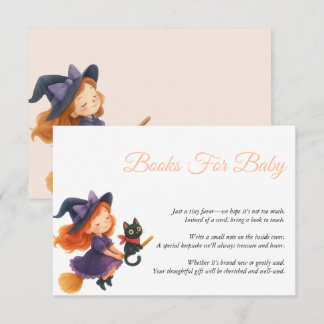 Halloween Cute Boo | Cat with a Broom Baby Shower Informatiekaartje