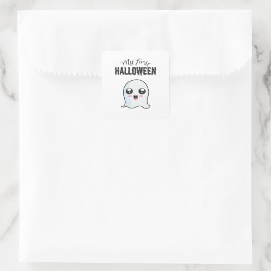 Halloween Cute Boo Newborn Baby Girl First Hallowe Vierkante Sticker (Tas)