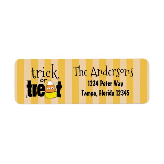 Halloween Cute Candy Corn Smiling Whimsical Etiket (Voorkant)