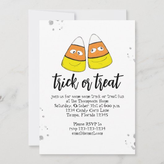 Halloween Cute Candy Corn Social Media QR Code Kaart (Voorkant)