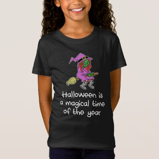 Halloween Cute Cartoon Witch T-shirt (Voorkant)