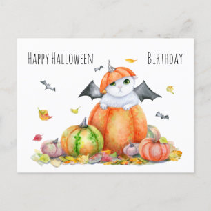 Halloween Cute Cat in Pumpkin Note Kaart