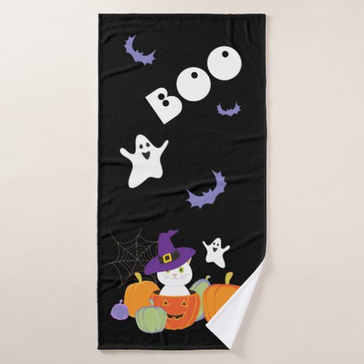 Halloween Cute Cat in Witch Pet Bad Handdoek (Badhanddoek)