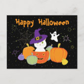 Halloween Cute Cat in Witch Pet Briefkaart (Voorkant)