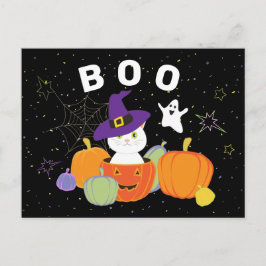Halloween Cute Cat in Witch Pet Briefkaart