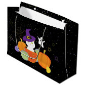 Halloween Cute Cat in Witch Pet Groot Cadeauzakje (Voorkant Gekanteld)