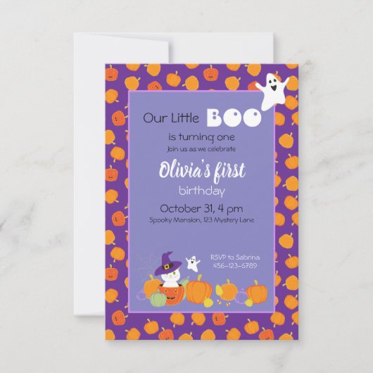 Halloween Cute Cat in Witch Pet Invitation Kaart (Voorkant)