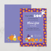 Halloween Cute Cat in Witch Pet Invitation Kaart (Voorkant / Achterkant)