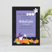 Halloween Cute Cat in Witch Pet Invitation Kaart (Staand voorkant)