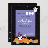 Halloween Cute Cat in Witch Pet Invitation Kaart (Voorkant / Achterkant)